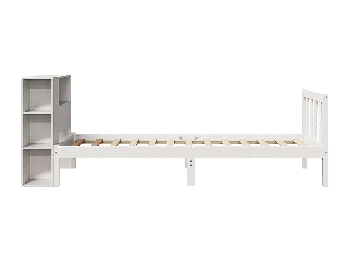 Lit bibliothèque sans matelas blanc 100x200 cm bois pin massif