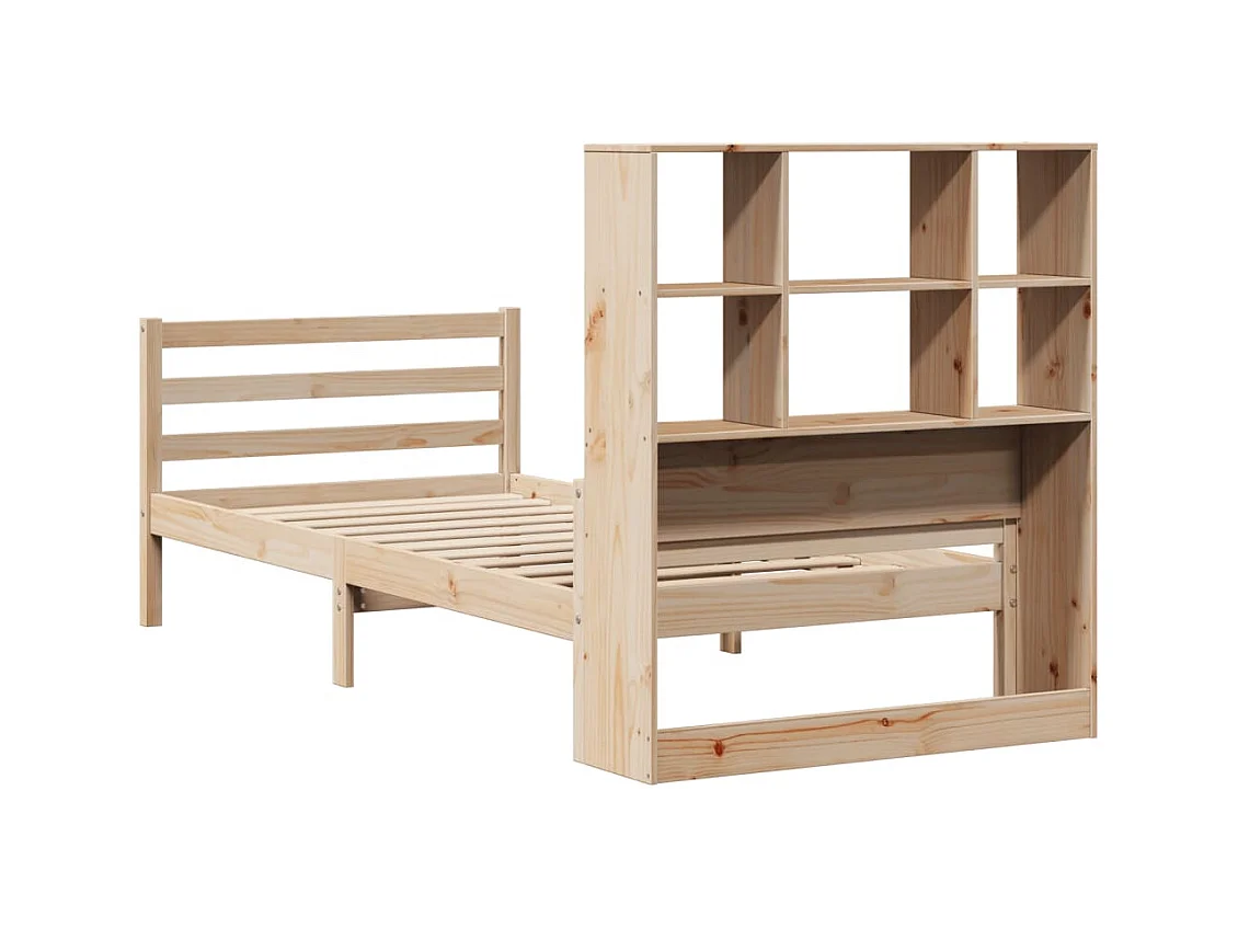 Letto Libreria senza Materasso 90x200 cm Legno Massello Pino