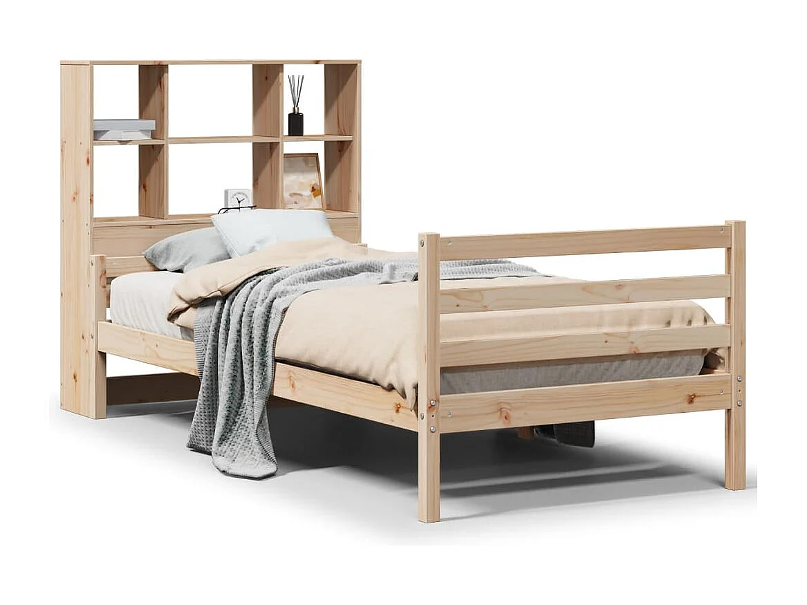 Letto Libreria senza Materasso 90x200 cm Legno Massello Pino