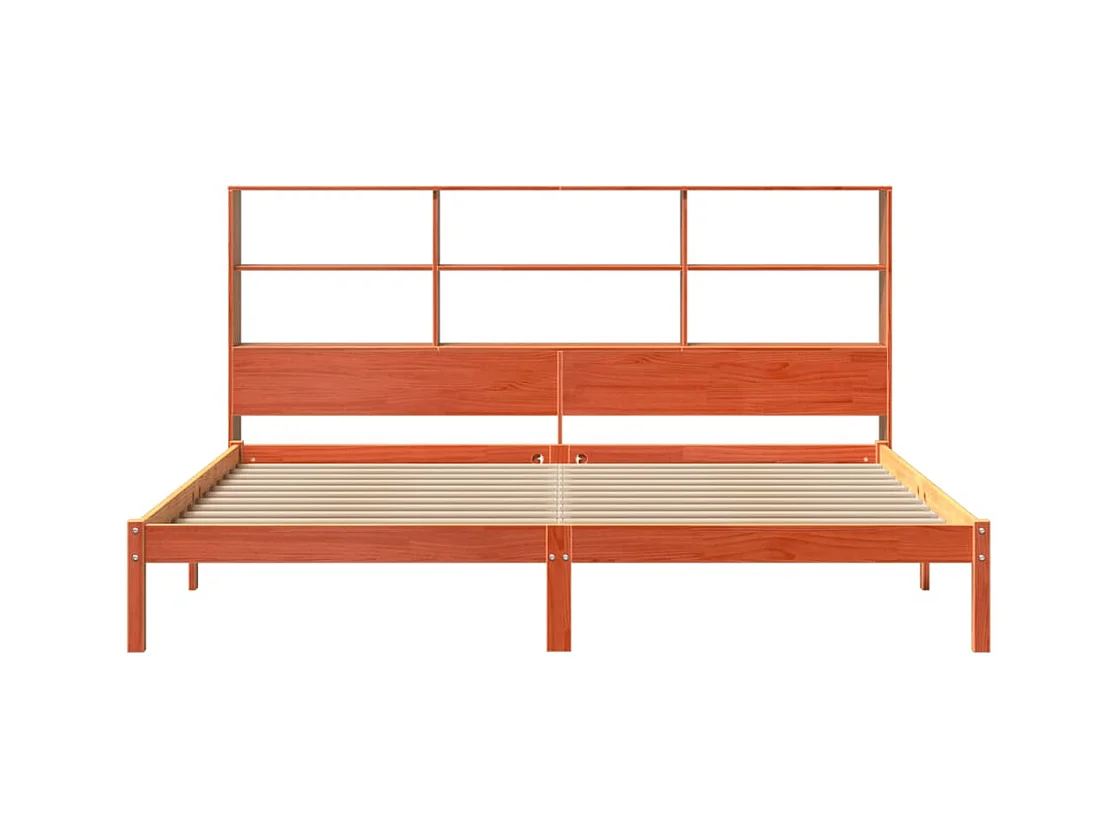 Lit bibliothèque sans matelas cire marron 180x200 cm pin massif