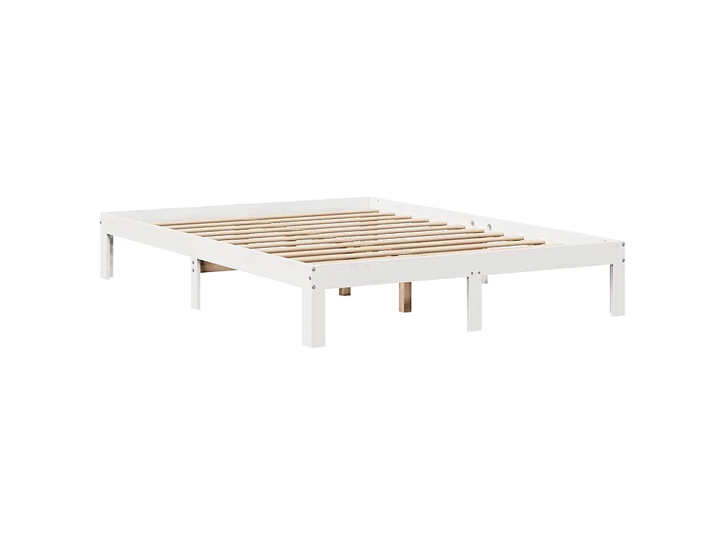 Lit bibliothèque sans matelas blanc 140x200 cm bois pin massif