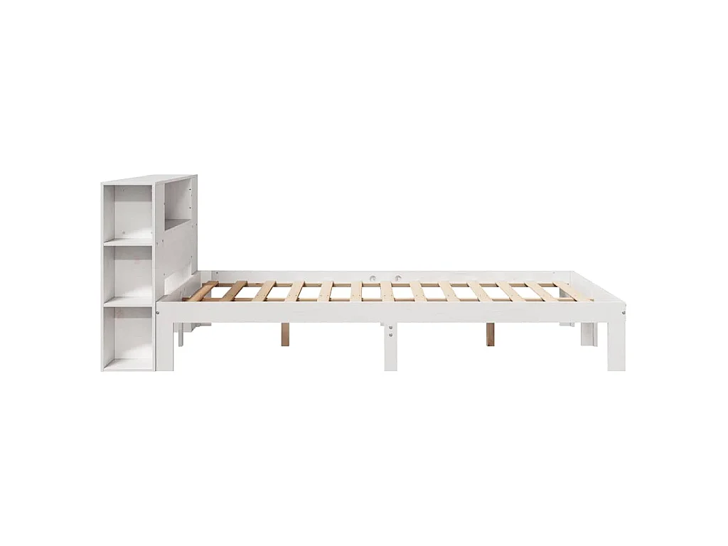 Lit bibliothèque sans matelas blanc 140x200 cm bois pin massif