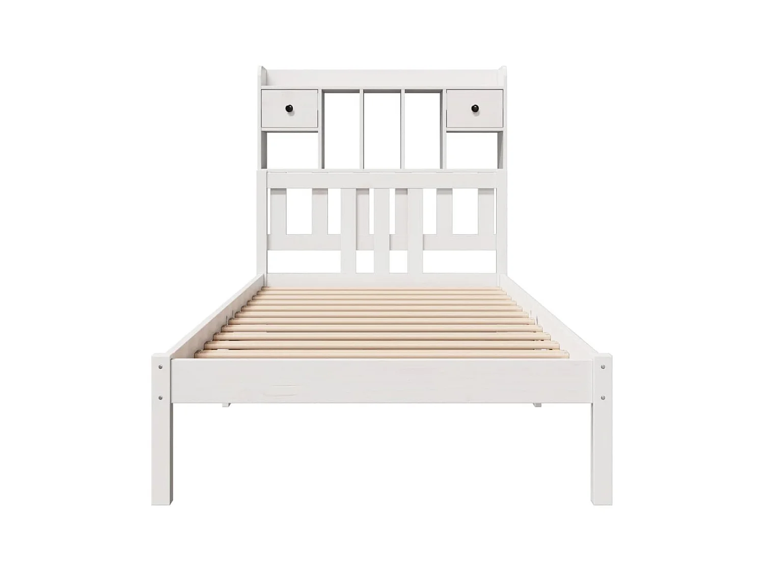 Lit bibliothèque sans matelas blanc 90x200cm bois de pin massif