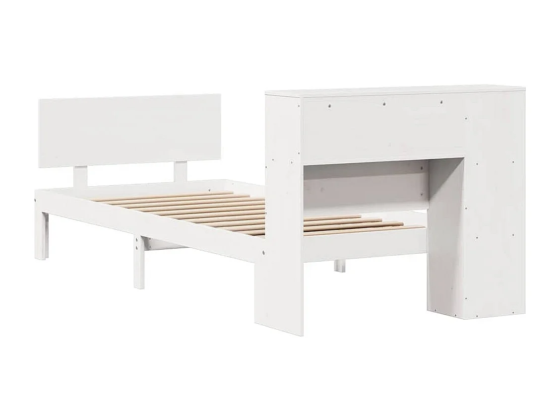 Cama com estante sem colchão 75x190 cm pinho maciço branco