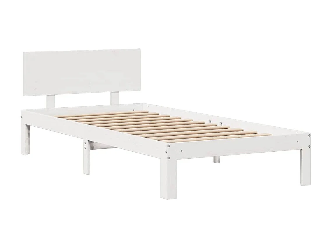 Cama com estante sem colchão 75x190 cm pinho maciço branco
