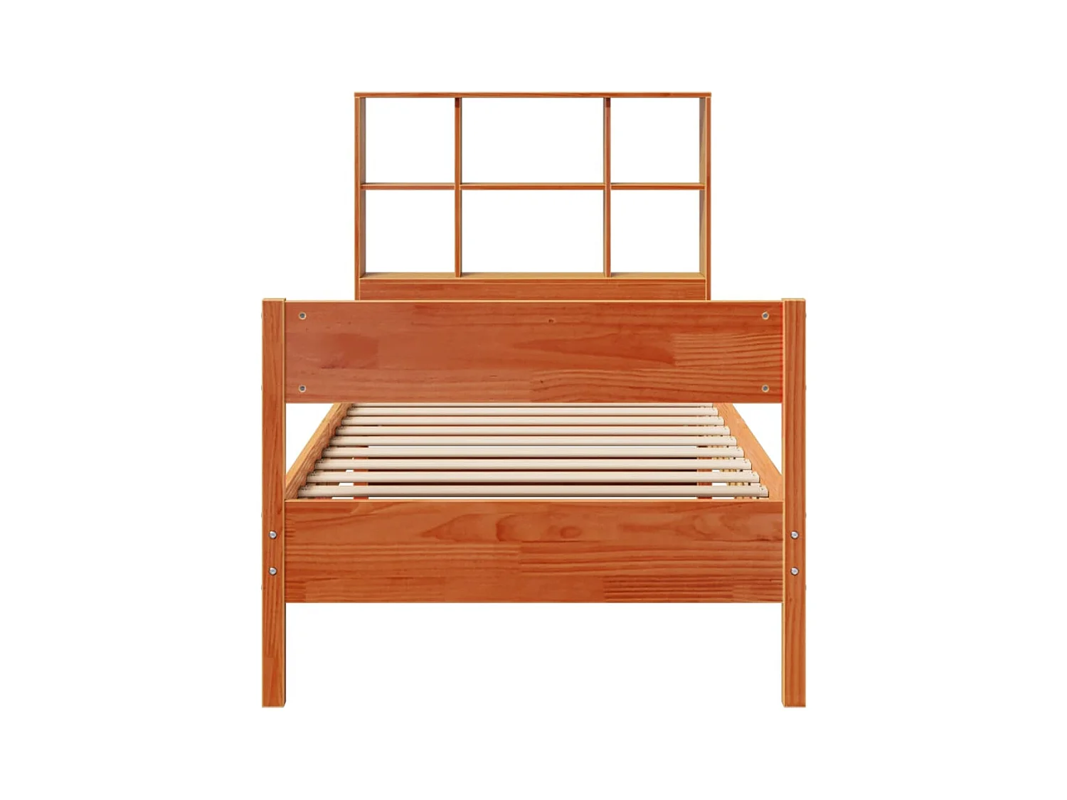 Massivholzbett mit Regal ohne Matratze Wachsbraun 75x190 cm