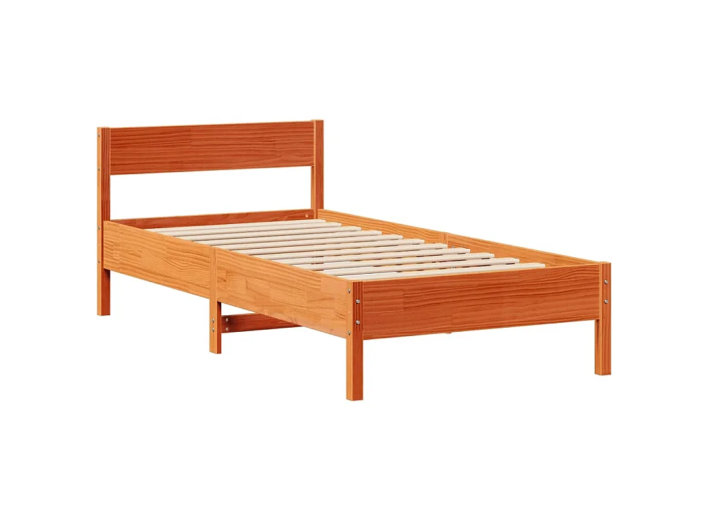 Lit bibliothèque sans matelas cire marron 75x190 cm pin massif