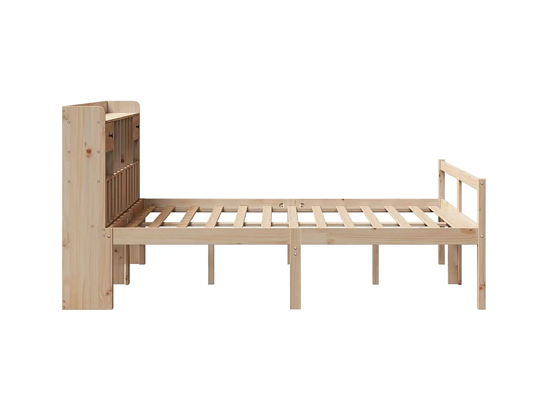 Lit bibliothèque sans matelas 140x190 cm bois de pin massif