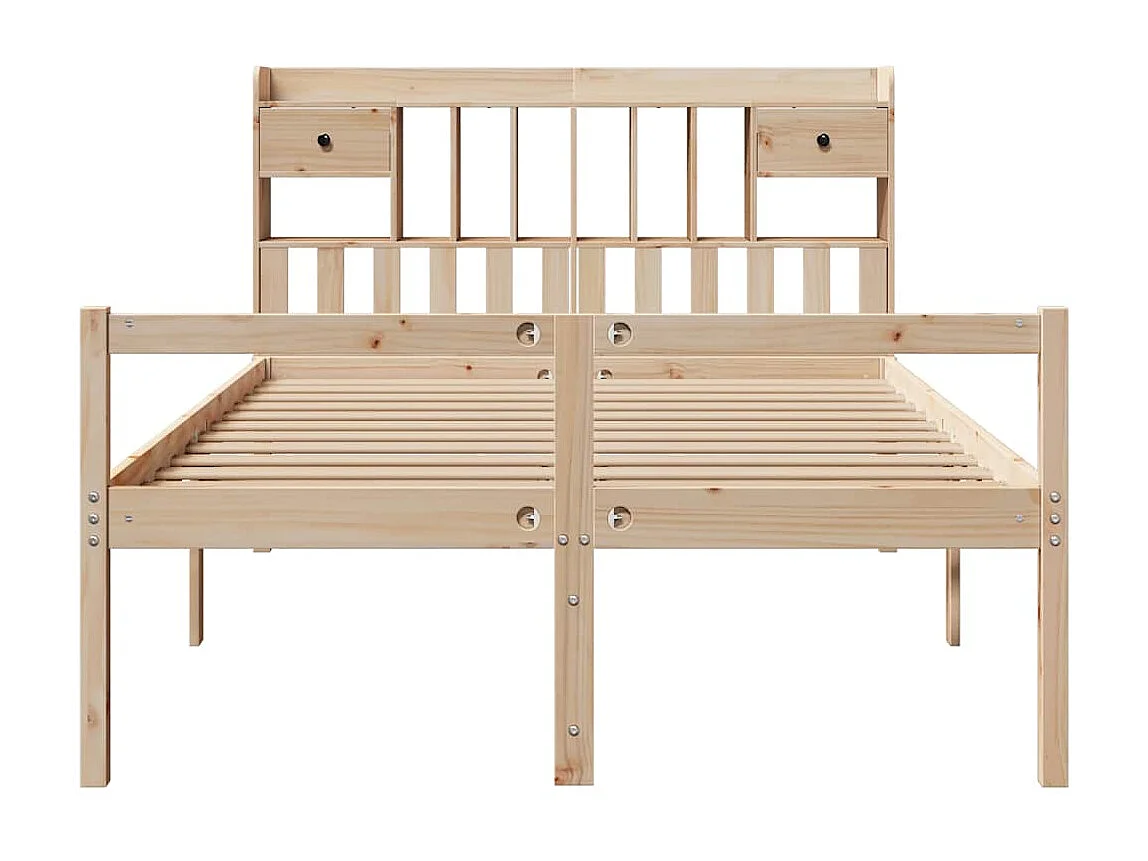 Letto Libreria senza Materasso 140x190 cm in Legno di Pino
