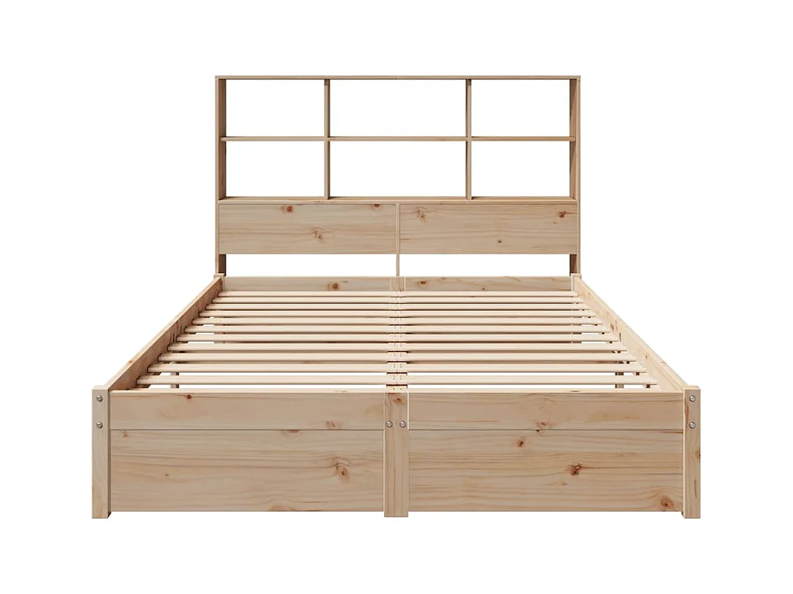 Lit bibliothèque sans matelas 140x190 cm bois de pin massif