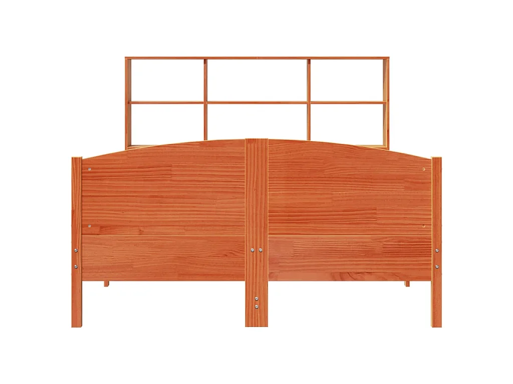 Lit bibliothèque sans matelas cire marron 150x200 cm pin massif