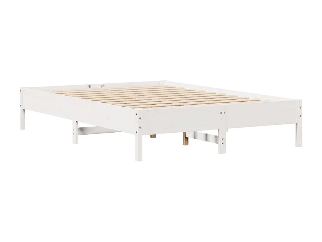 Lit bibliothèque sans matelas blanc 135x190 cm bois pin massif