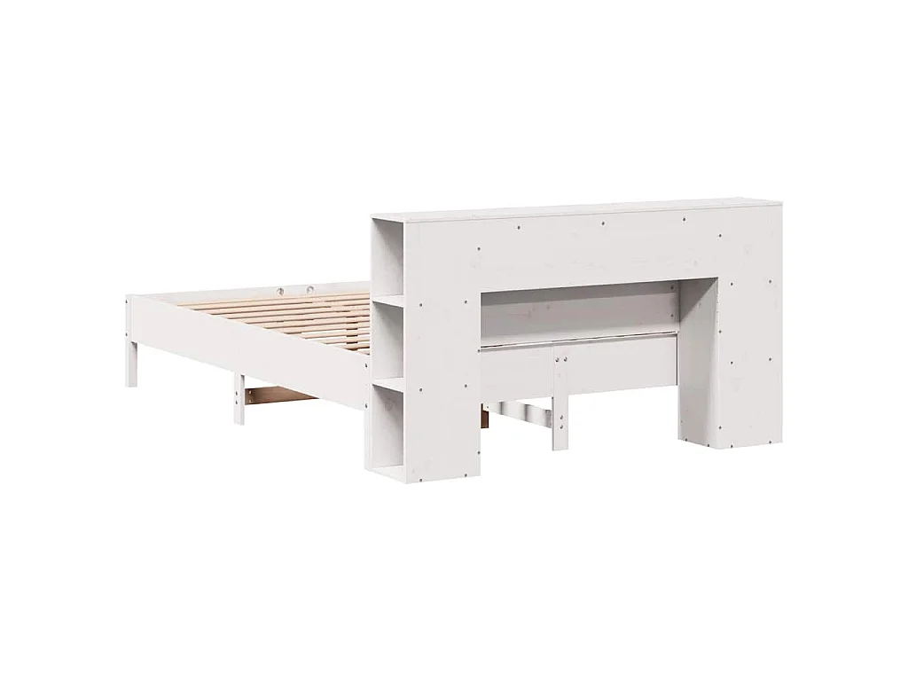 Bed met boekenkast zonder matras grenenhout wit 135x190 cm