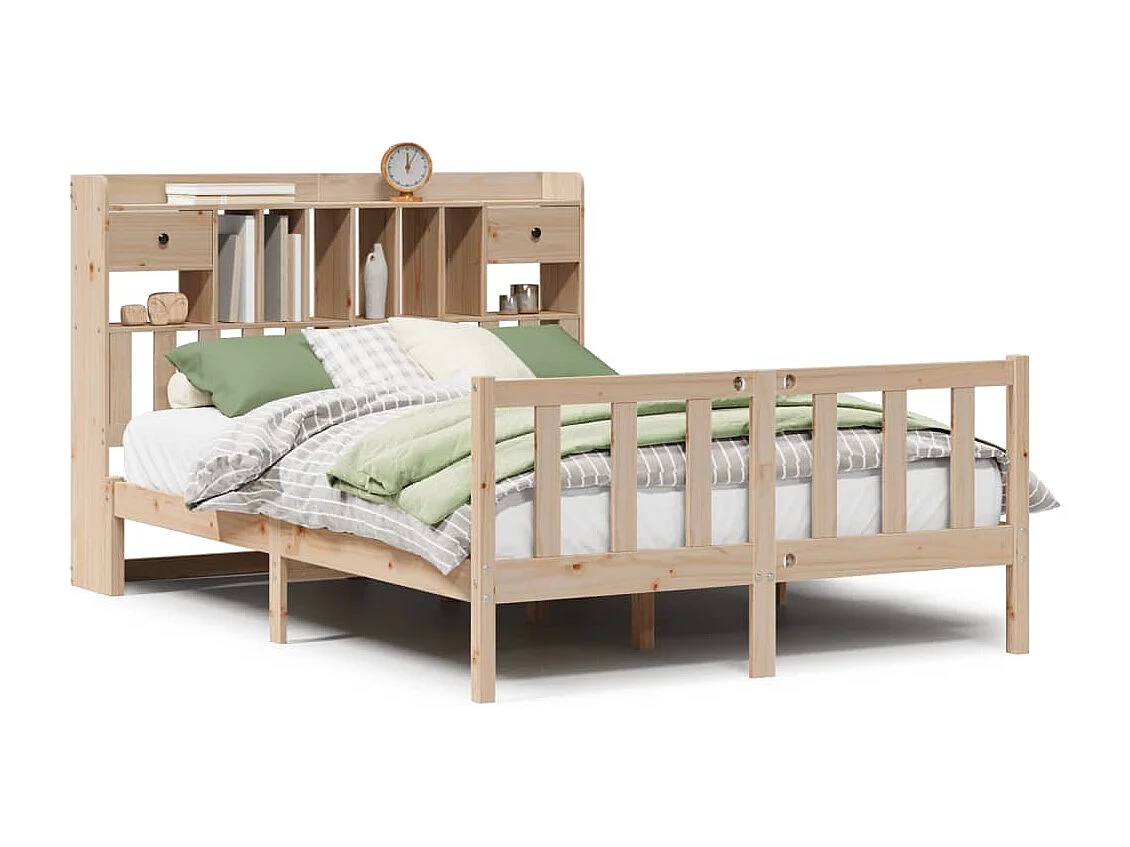 Massivholzbett mit Regal ohne Matratze 140x200 cm Kiefernholz