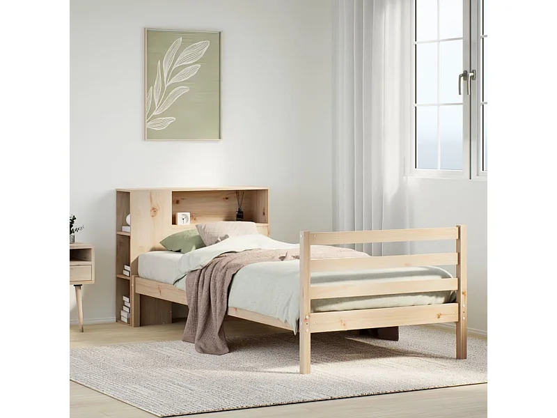 Bed met boekenkast zonder matras massief grenenhout 90x200 cm