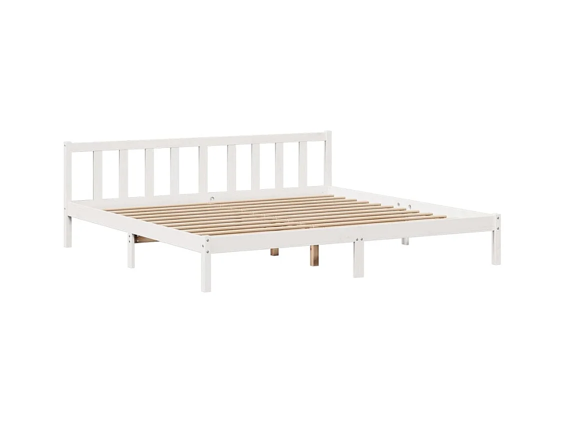 Lit bibliothèque sans matelas blanc 200x200 cm bois pin massif