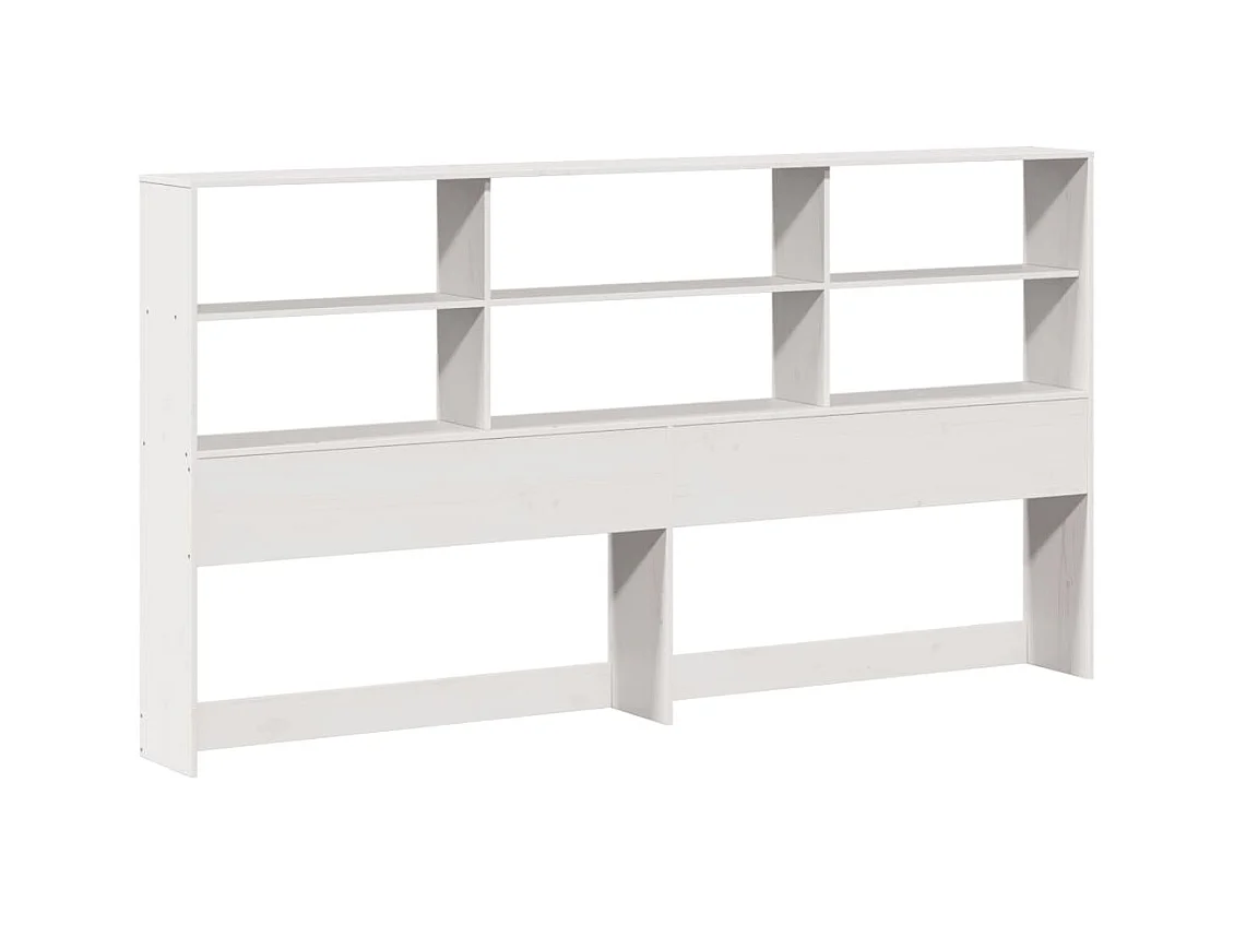 Lit bibliothèque sans matelas blanc 200x200 cm bois pin massif
