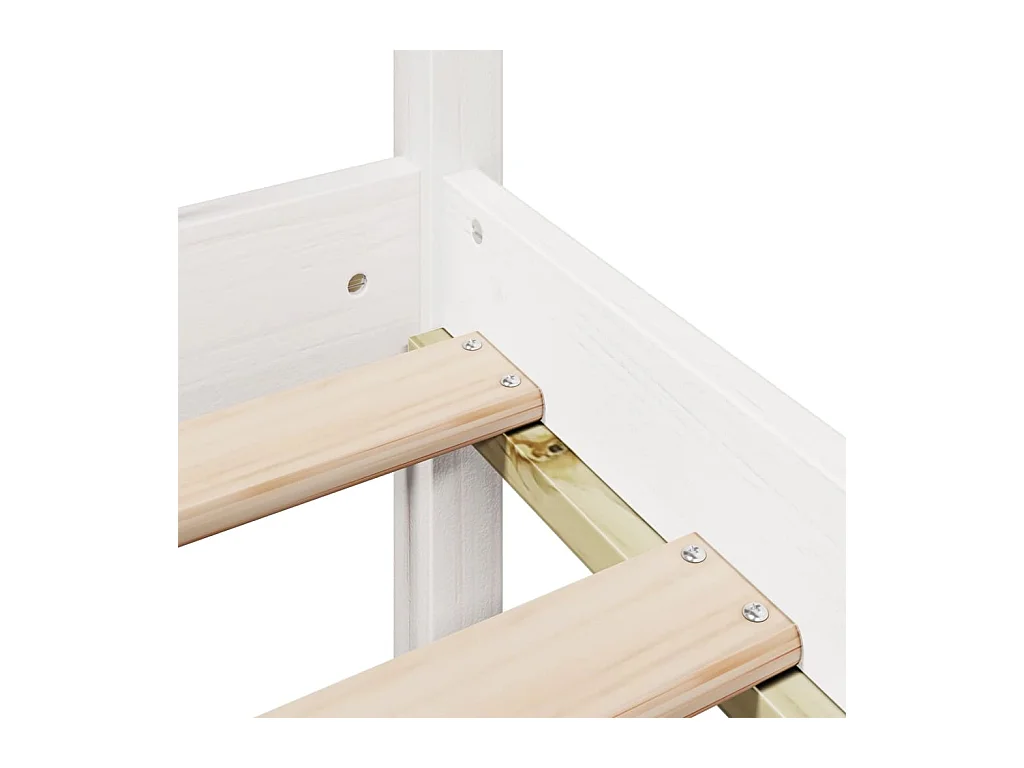 Lit bibliothèque sans matelas blanc 200x200 cm bois pin massif