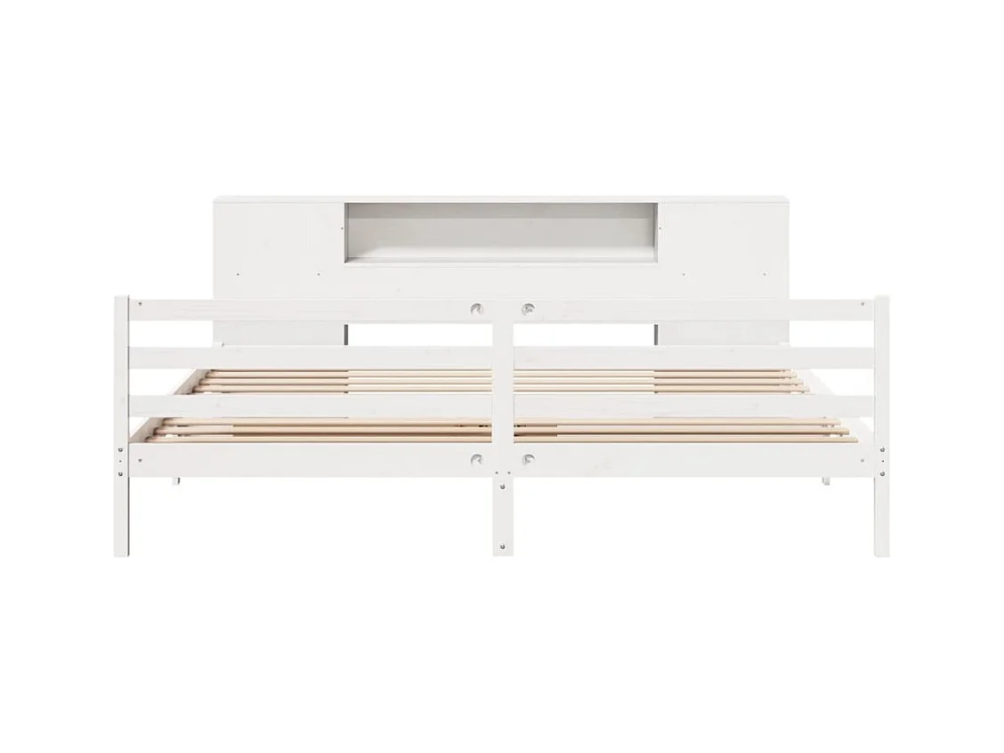 Lit bibliothèque sans matelas blanc 180x200 cm bois pin massif