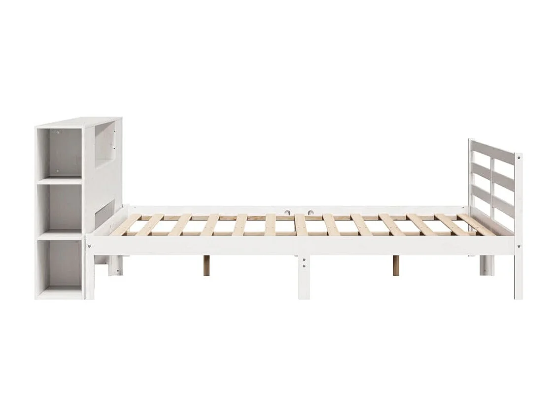 Lit bibliothèque sans matelas blanc 180x200 cm bois pin massif