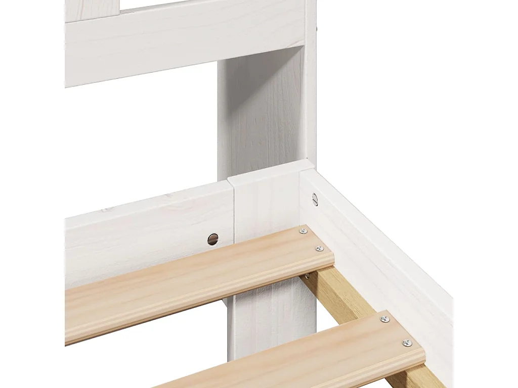 Lit bibliothèque sans matelas blanc 135x190 cm bois pin massif