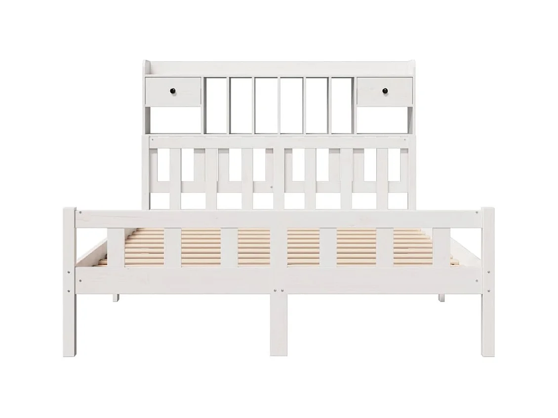 Bed met boekenkast zonder matras grenenhout wit 150x200 cm