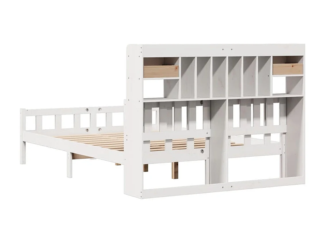 Bed met boekenkast zonder matras grenenhout wit 150x200 cm