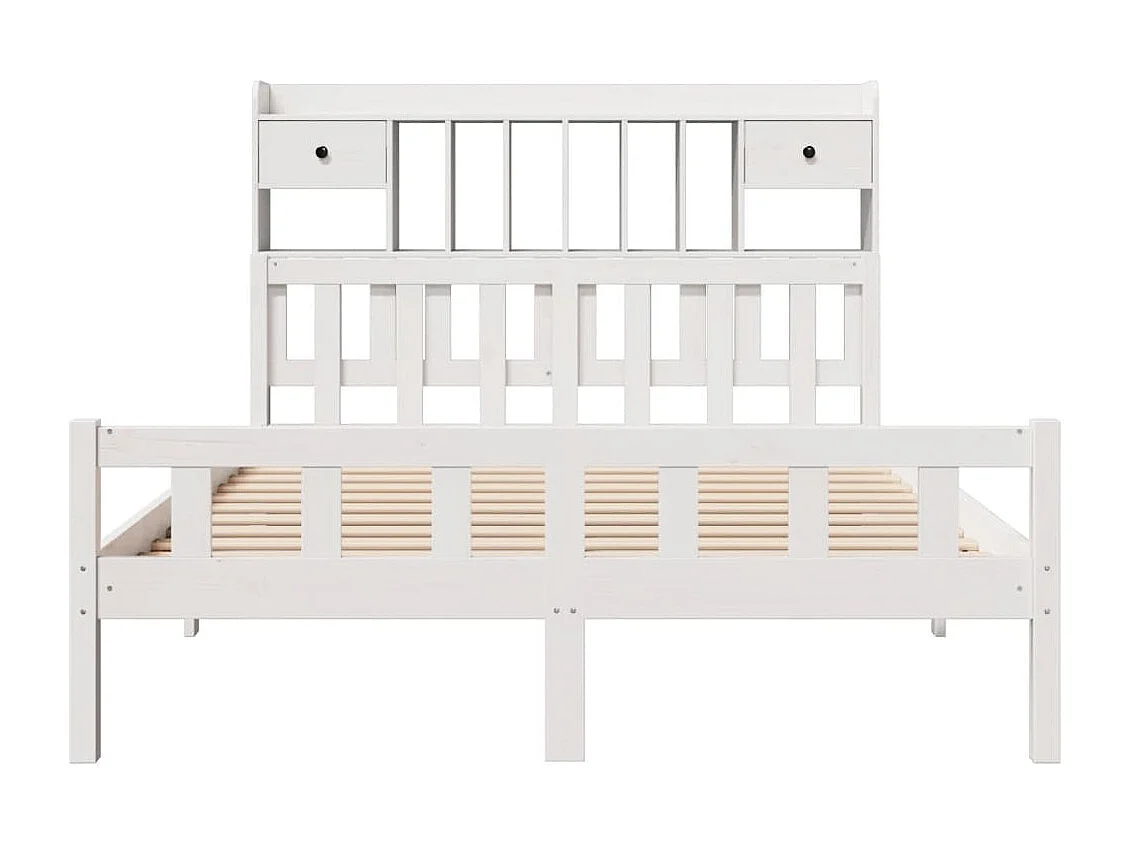 Bed met boekenkast zonder matras grenenhout wit 150x200 cm