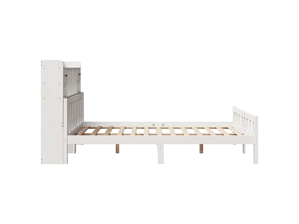 Lit bibliothèque sans matelas blanc 150x200 cm bois pin massif