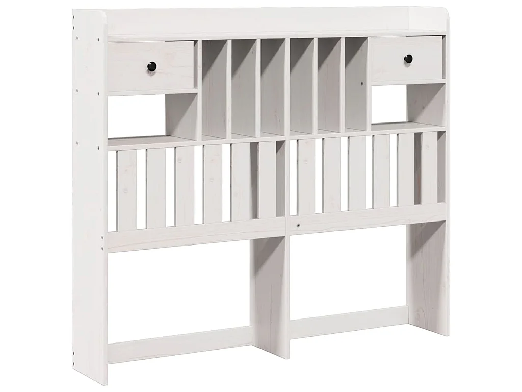 Lit bibliothèque sans matelas blanc 150x200 cm bois pin massif