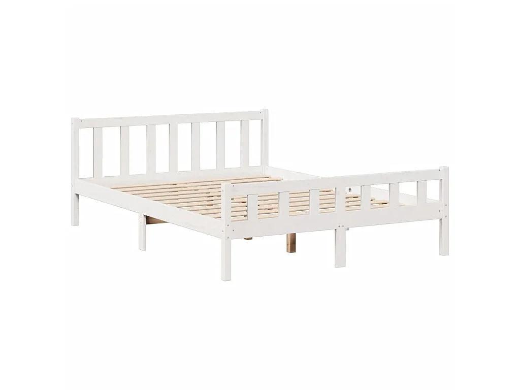 Lit bibliothèque sans matelas blanc 150x200 cm bois pin massif