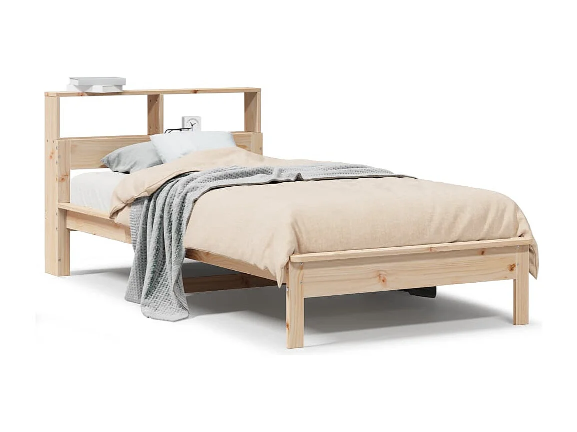 Lit bibliothèque sans matelas 75x190 cm bois de pin massif