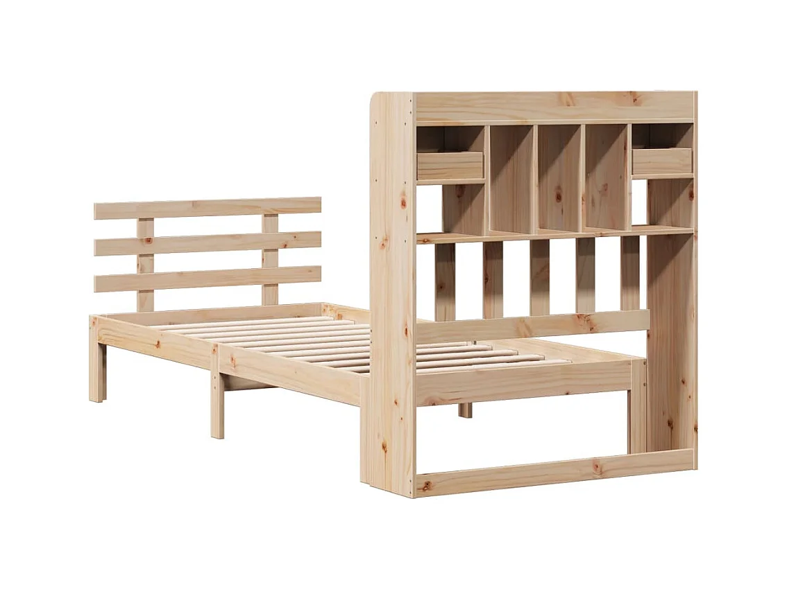 Bed met boekenkast zonder matras massief grenenhout 100x200 cm