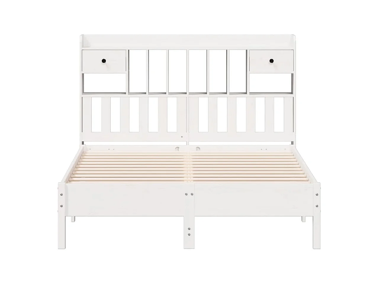 Lit bibliothèque sans matelas blanc 160x200 cm bois pin massif