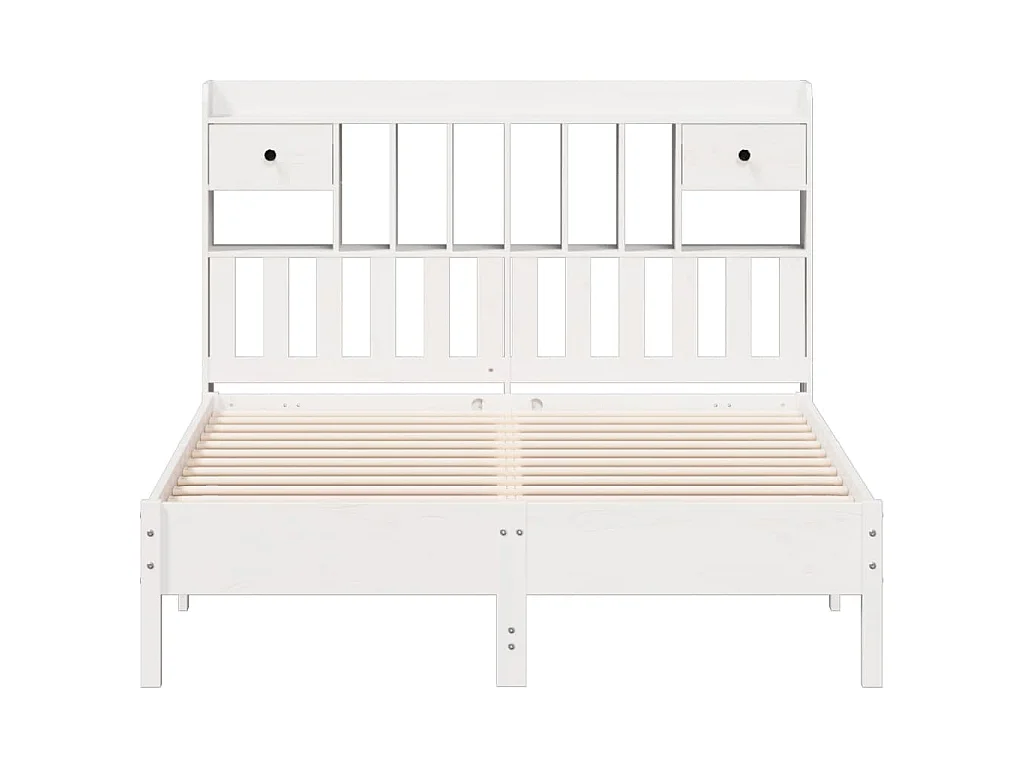 Lit bibliothèque sans matelas blanc 160x200 cm bois pin massif