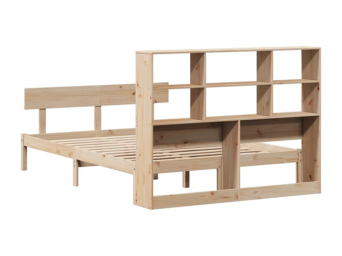 Massivholzbett mit Regal ohne Matratze 160x200 cm Kiefernholz