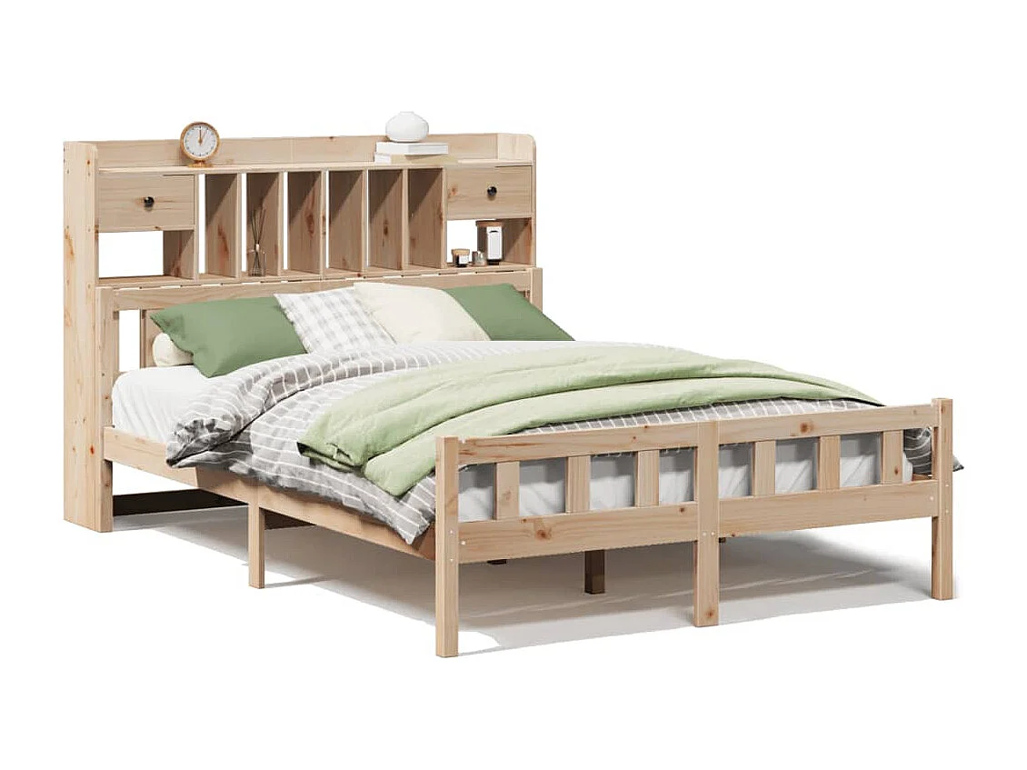 Letto Libreria senza Materasso 160x200 cm in Legno di Pino