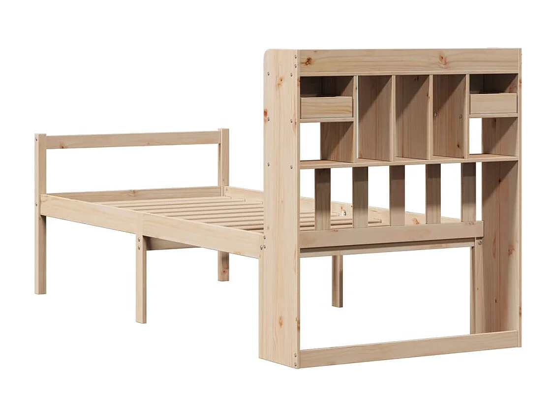 Lit bibliothèque sans matelas 100x200 cm bois massif de pin
