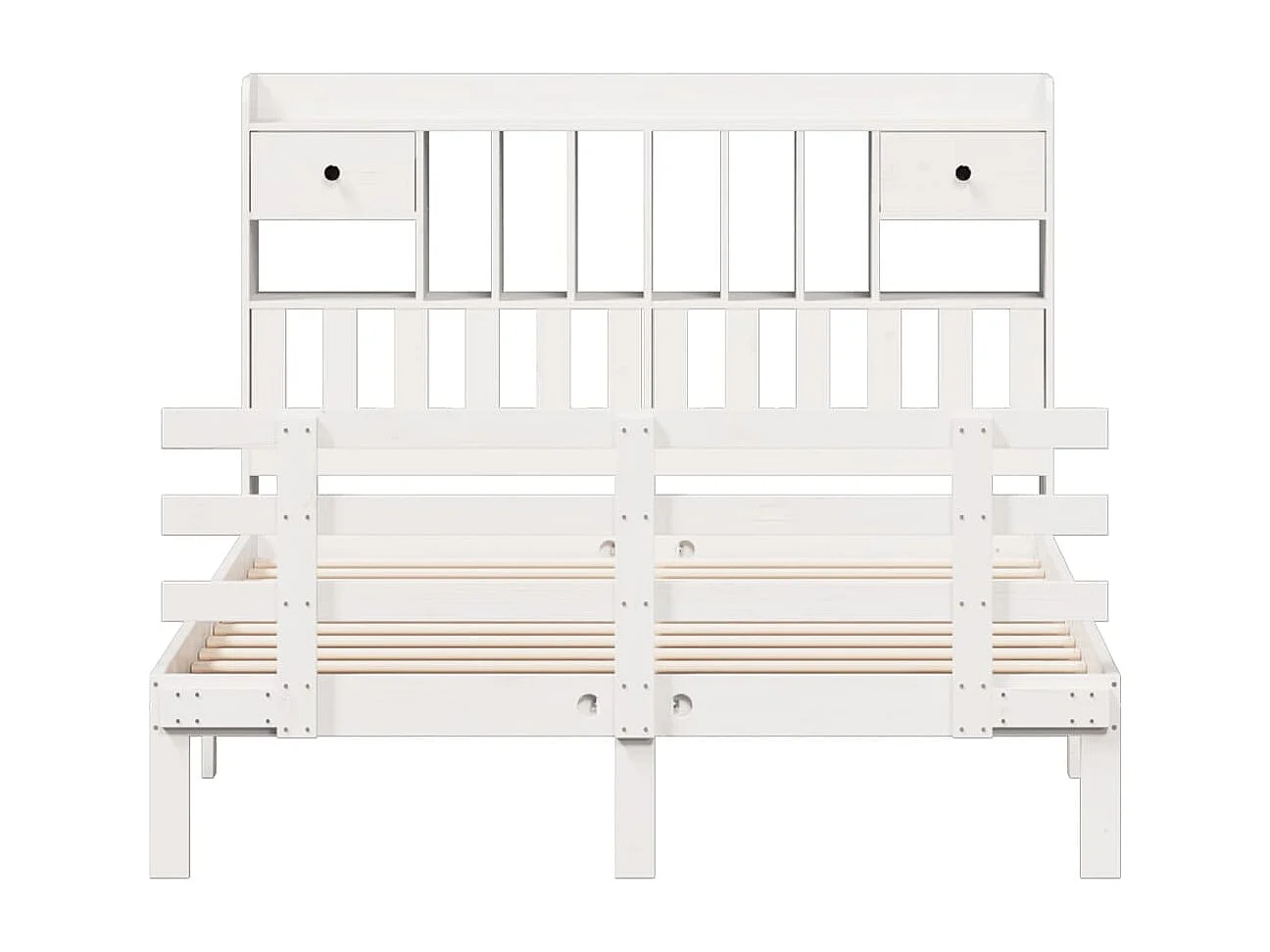 Lit bibliothèque sans matelas blanc 160x200 cm bois pin massif