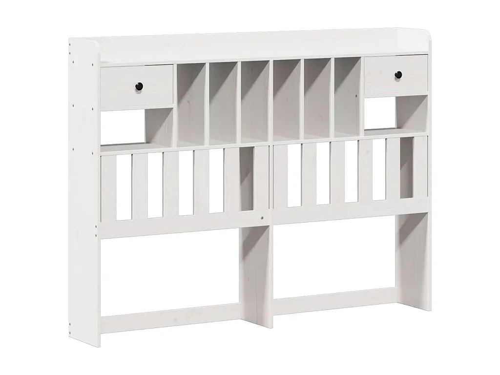 Cama con estantería sin colchón madera maciza blanca 160x200 cm