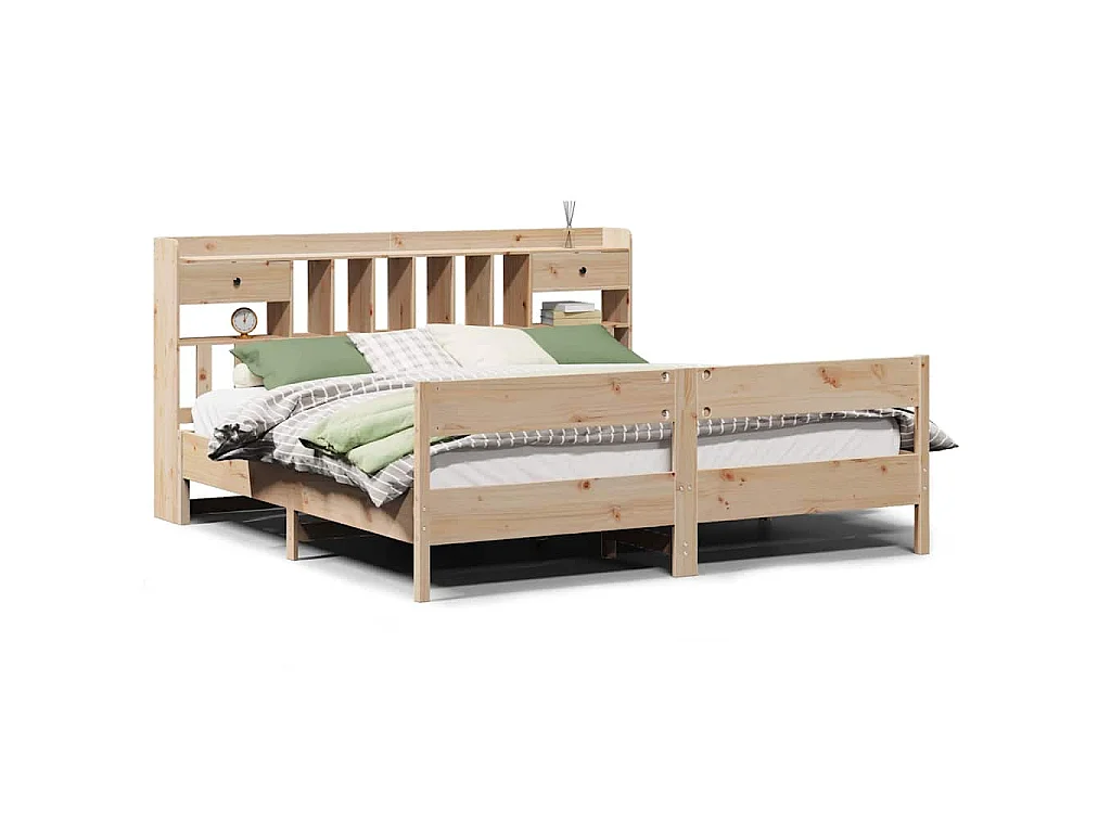 Bed met boekenkast zonder matras massief grenenhout 180x200 cm