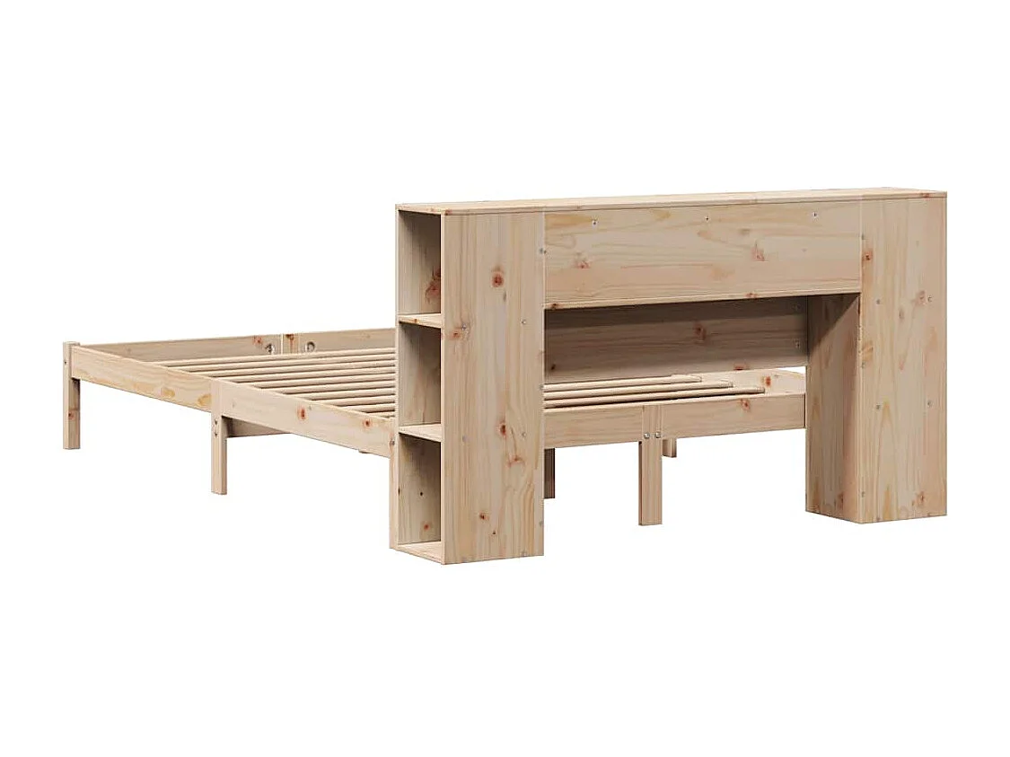 Bed met boekenkast zonder matras massief grenenhout 140x200 cm
