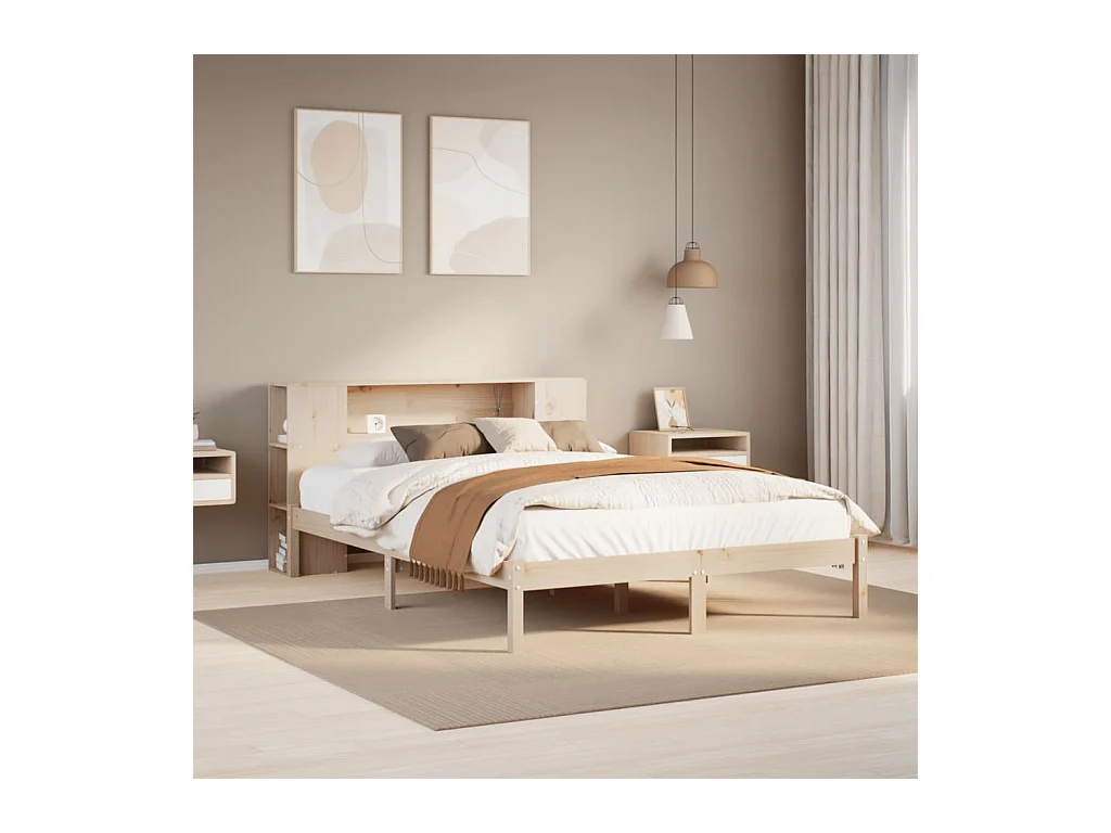 Letto Libreria senza Materasso 120x190cm Legno Massello di Pino