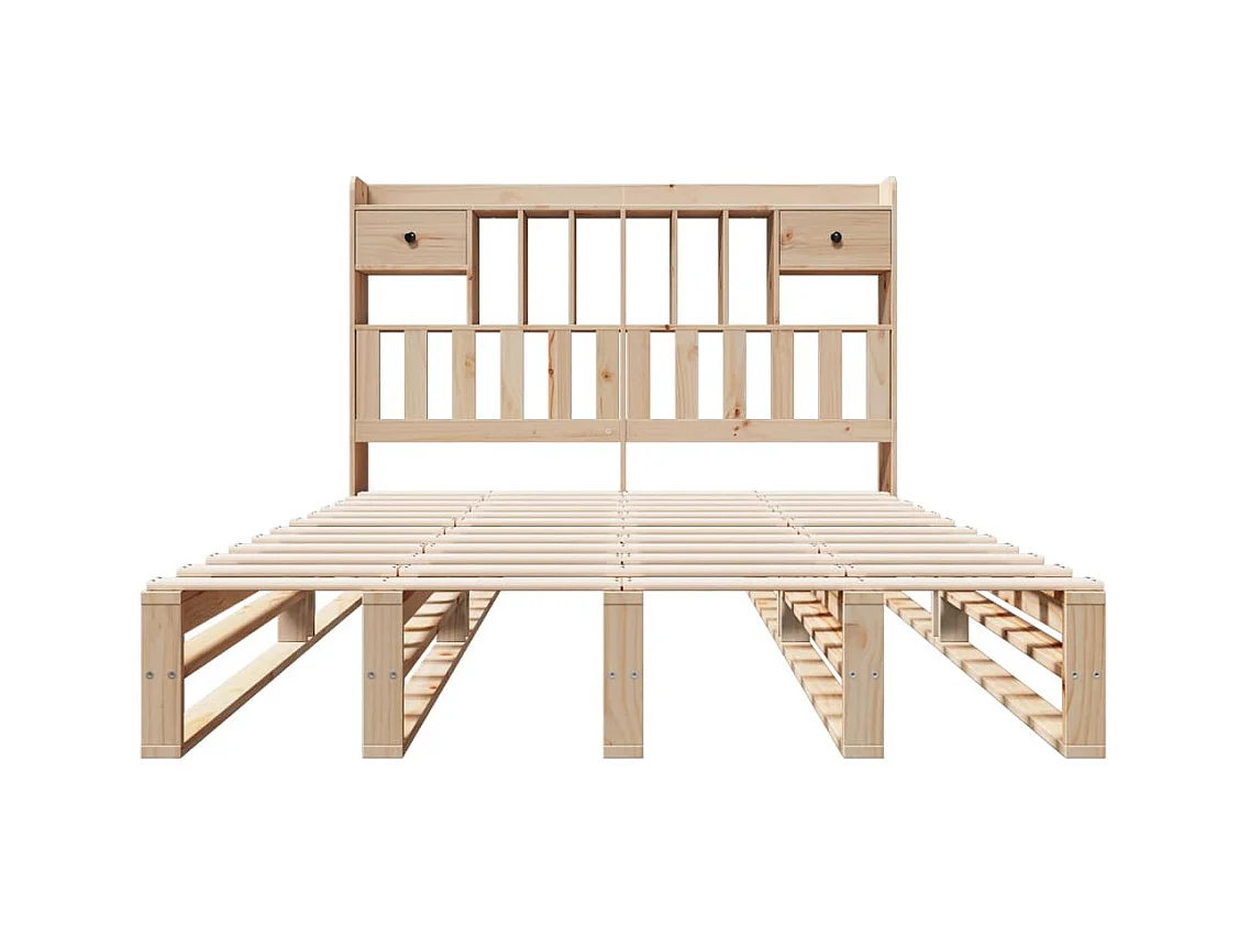 Lit bibliothèque sans matelas 150x200 cm bois massif de pin