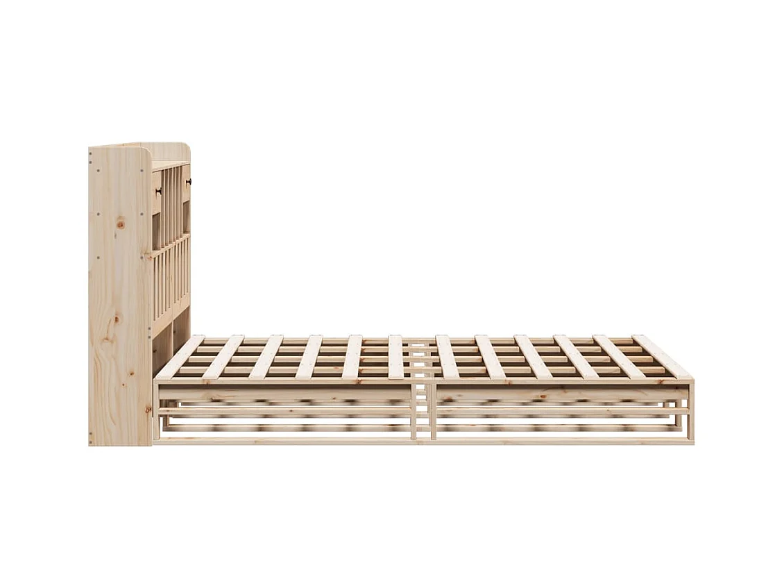 Lit bibliothèque sans matelas 150x200 cm bois massif de pin