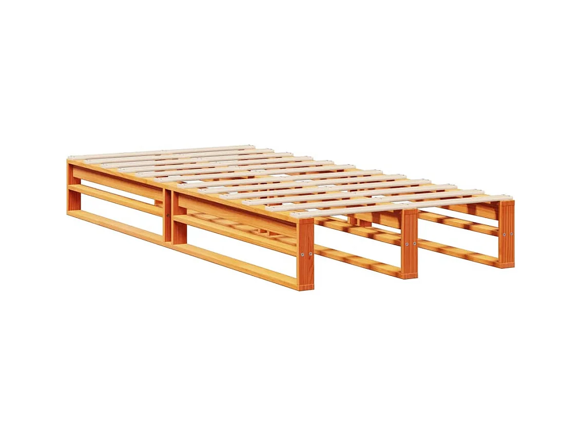 Lit bibliothèque sans matelas cire marron 100x200cm bois massif