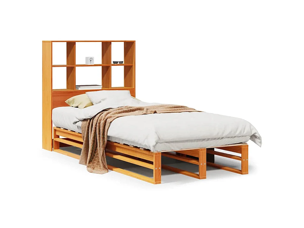Letto Libreria senza Materasso Marrone Cera 100x200 cm Legno