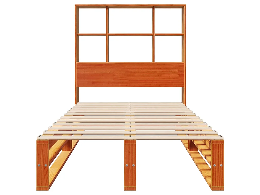 Letto Libreria senza Materasso Marrone Cera 100x200 cm Legno