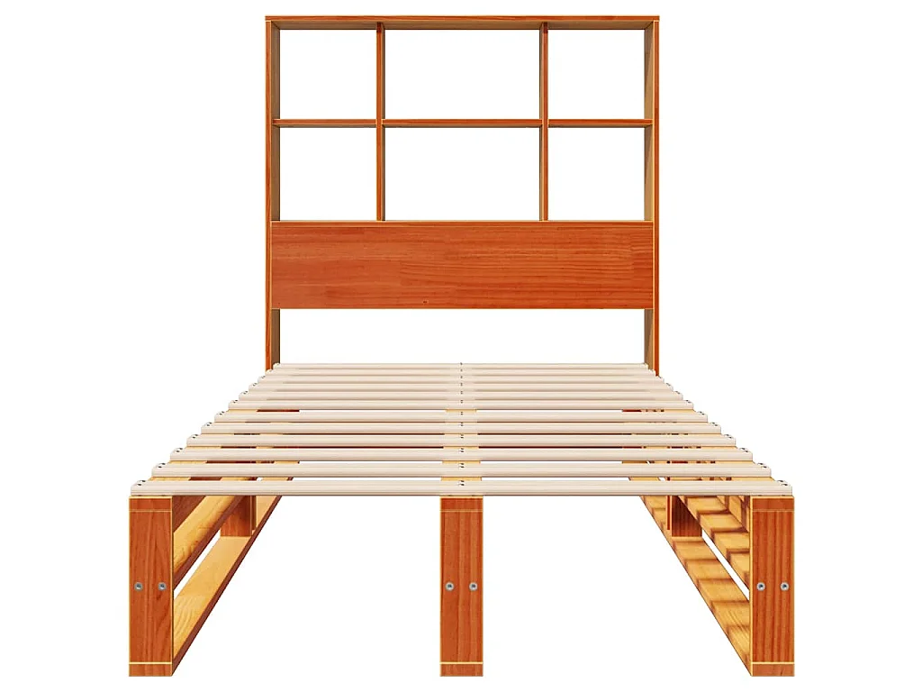 Bed met boekenkast zonder matras hout wasbruin 100x200 cm