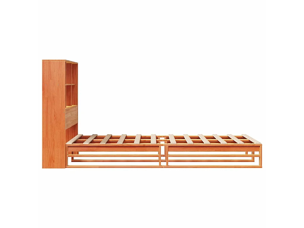 Bed met boekenkast zonder matras hout wasbruin 100x200 cm